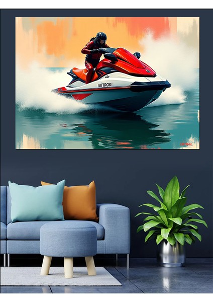 Deniz Üzerinde Jet Ski Dekoratif Kanvas - Mdf Ahşap Tablo modelleri