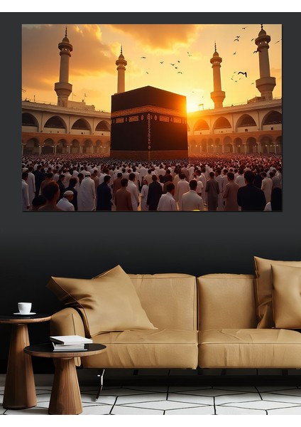 Mekke'de Kabe Dekoratif Kanvas - Mdf Ahşap Tablo fiyatları
