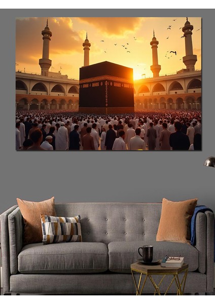 Mekke'de Kabe Dekoratif Kanvas - Mdf Ahşap Tablo fırsatları
