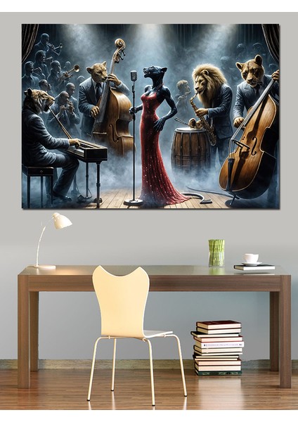 Hayvanlar Orkestra Provası Dekoratif Kanvas - Mdf Ahşap Tablo fiyatları