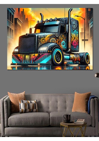 Sanatsal Renkli Tır Dekoratif Kanvas - Mdf Ahşap Tablo modelleri