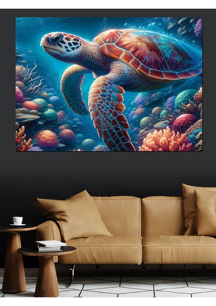 Deniz Kaplumbağası Dekoratif Kanvas - Mdf Ahşap Tablo fırsatları