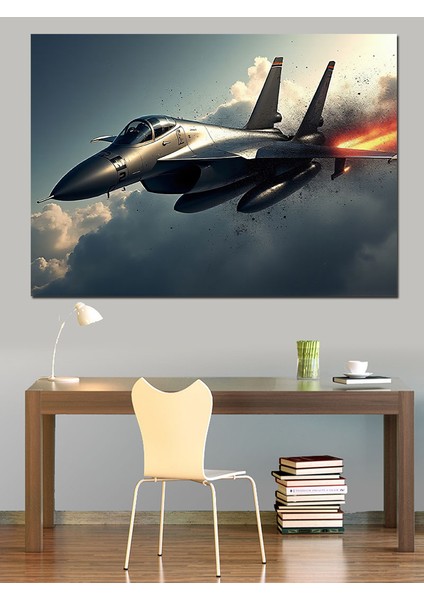 Jet Uçakları Havada Dekoratif Kanvas - Mdf Ahşap Tablo