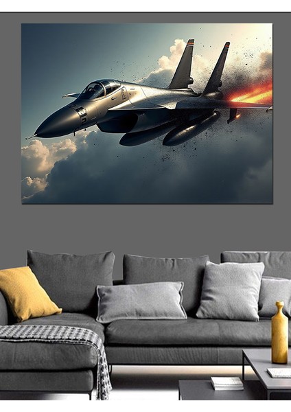 Jet Uçakları Havada Dekoratif Kanvas - Mdf Ahşap Tablo