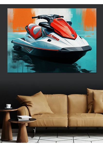 Kırmızı Jet Ski Aksiyonu Dekoratif Kanvas - Mdf Ahşap Tablo modelleri