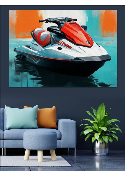 Kırmızı Jet Ski Aksiyonu Dekoratif Kanvas - Mdf Ahşap Tablo fırsatları