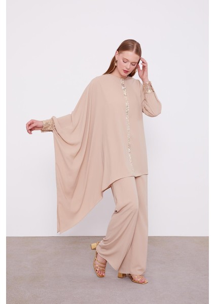 K.bej Payet Detay Tunik Takım