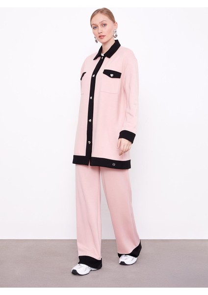 Pudra-Siyah Düğme Detaylı Pantolon Takım fiyatları