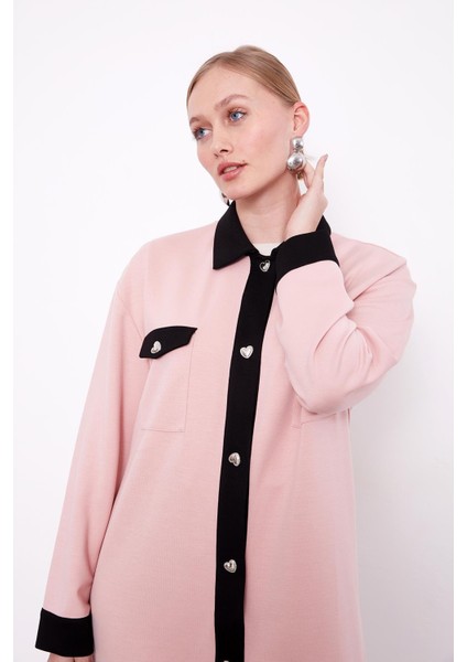 Pudra-Siyah Düğme Detaylı Pantolon Takım fırsatları