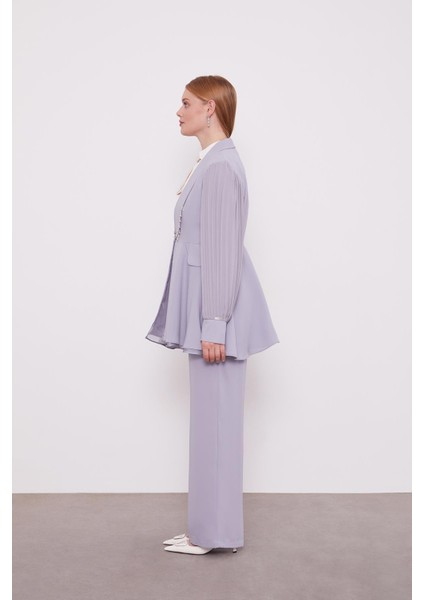 Gri Şifon Kollu Taş Detay Ikili Takım modelleri