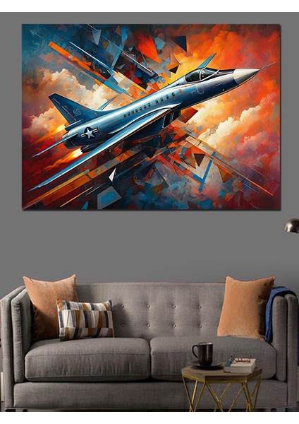 Hızlı Jet Uçağı Manevrası Dekoratif Kanvas - Mdf Ahşap Tablo