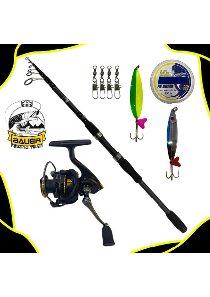Bauer Aron 3000 Amatsu 240 cm 10-40 gr Tele Spin Olta Takımı Seti