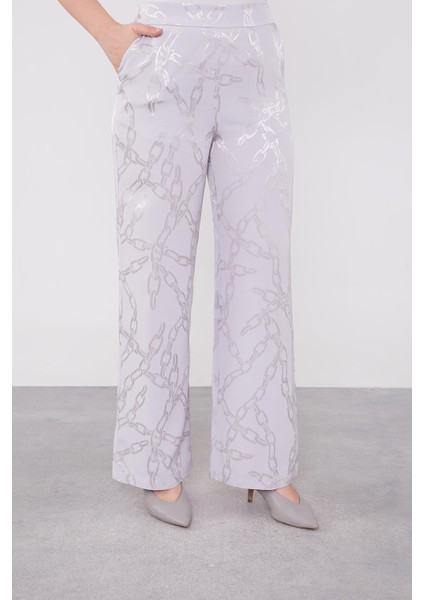 Gri Fırfır Düğme Detaylı Zncir Desen Ikili Takım