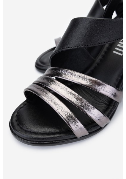 Kadın Hakiki Deri Siyah Topuklu Sandalet 882 603 Bn Sndlt Y25 Sıyah/antrasıt modelleri