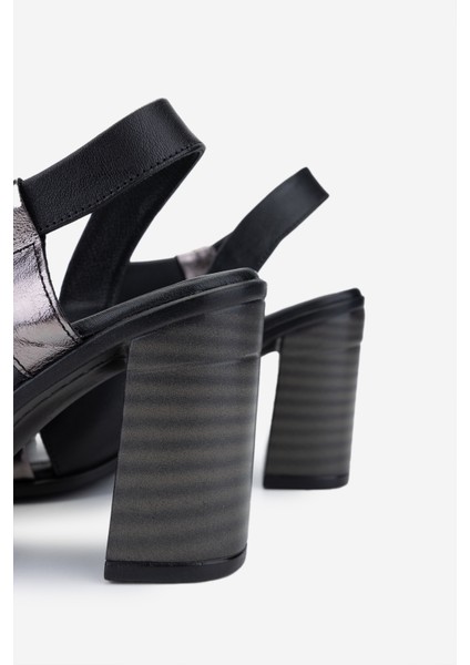 Kadın Hakiki Deri Siyah Topuklu Sandalet 882 603 Bn Sndlt Y25 Sıyah/antrasıt fırsatları