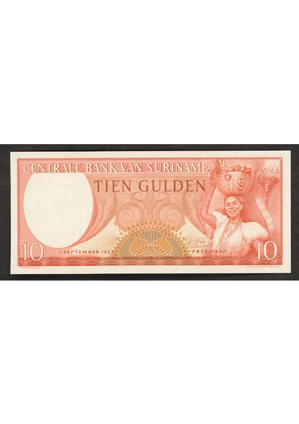 Surıname Central Bank 10 Gulden 1963 Unc *çil Banknot