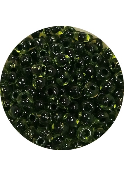 Dökme Cam Kum Boncuk (8/0) 3 mm - 60 Gram - Şeffaf Yeşil Siyah - BNC220