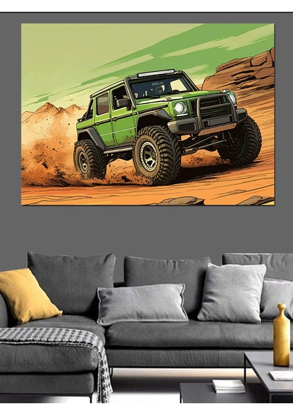 Çöl Off-Road Jeep Dekoratif Kanvas - Mdf Ahşap Tablo modelleri