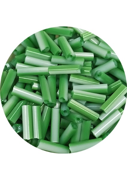 Uzun Boru Kesme Boncuk Çap 2mm Uzunluk 10 mm - 20 Gram - Yeşil Beyaz - BNC247