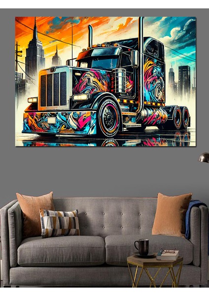 Renkli Grafiti Tır Dekoratif Kanvas - Mdf Ahşap Tablo modelleri