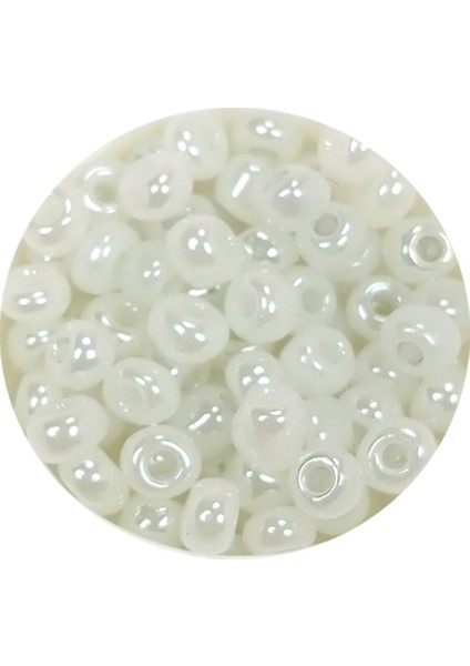 Dökme Cam Kum Boncuk Büyük Boy (6/0) 4 mm - 20 Gram - Inci Beyaz - BNC081