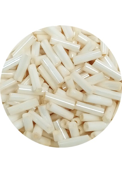 Uzun Boru Kesme Boncuk Çap 2mm Uzunluk 10 mm - 60 Gram - Açık Krem - BNC298