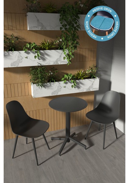 Tilia Plastik Bahçe Balkon Bistro Seti Katlanır masa 60 x 60 cm