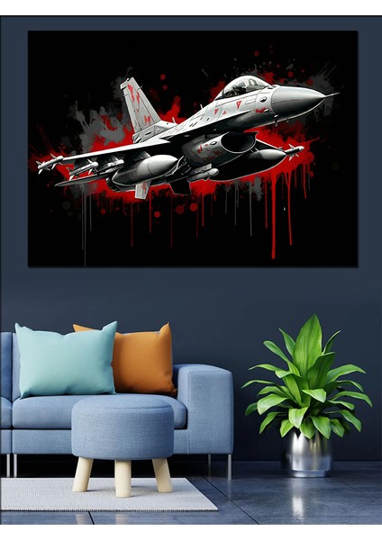 Havada Jet Uçağı Manevrası Dekoratif Kanvas - Mdf Ahşap Tablo