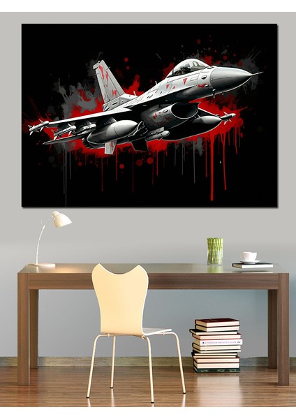 Havada Jet Uçağı Manevrası Dekoratif Kanvas - Mdf Ahşap Tablo modelleri