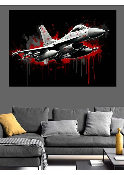 Havada Jet Uçağı Manevrası Dekoratif Kanvas - Mdf Ahşap Tablo fırsatları