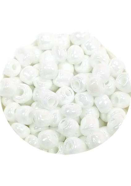 Dökme Cam Kum Boncuk Büyük Boy (6/0) 4 mm - 60 Gram - Kar Beyaz - BNC109