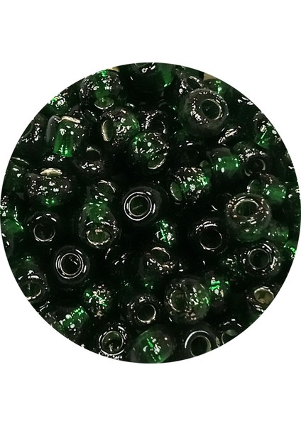 Dökme Cam Kum Boncuk Büyük Boy (6/0) 4 mm - 60 Gram - Şeffaf Koyu Yeşil - BNC136