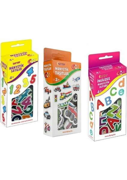 Eğitici Manyetik Eğitim Seti 3'lü (Sayılar - Harfler - Taşıtlar)