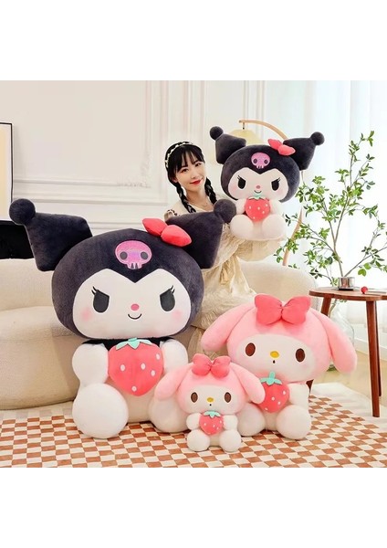 22/35CM Sanrio Çilek Kuromi Yastık Peluş Oyuncak Kızlar Yumuşak Doldurulmuş Hayvan Oyuncakları Çilek Melodi Bebek Hediyesi (Yurt Dışından)