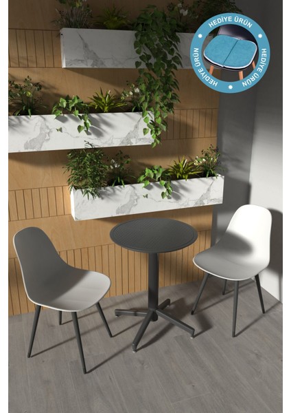 Tilia Plastik Bahçe Balkon Bistro Seti Katlanır masa 60 x 60 cm