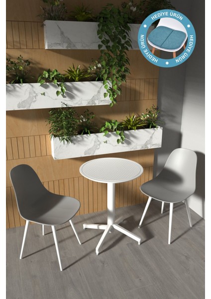 Tilia Plastik Bahçe Balkon Bistro Seti Katlanır masa 60 x 60 cm