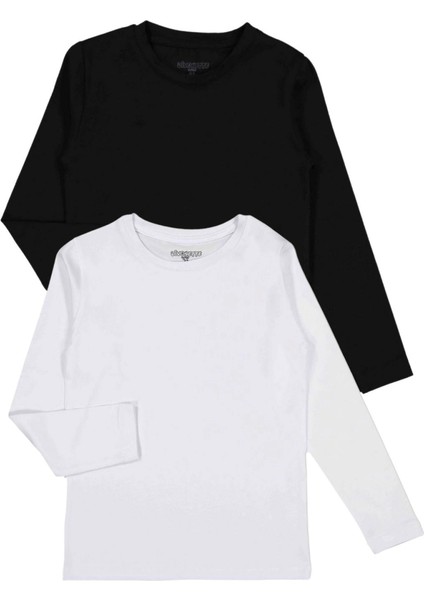 Kız ve Erkek Pamuklu 2'li Set Düz Unisex Tişört - Çocuk Giyim