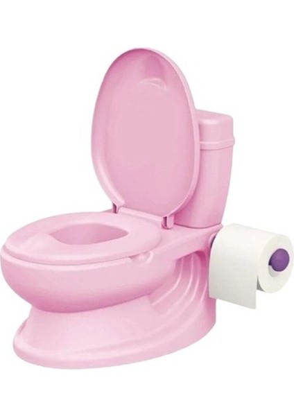 Egitici Çocuk Lazımlık Portatif Tuvalet Egitimi Çocuklar Için Egitici Peçetelikli Su Sesli Pembe