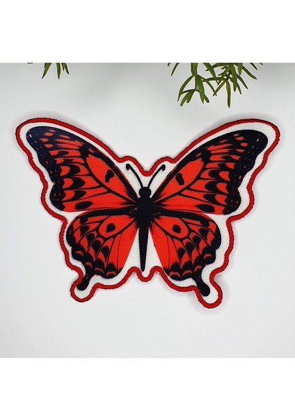 Kırmızı Kelebek Şeklinde Nakış Kenar Kumaş Kokteyl Peçetesi 1 Adet
