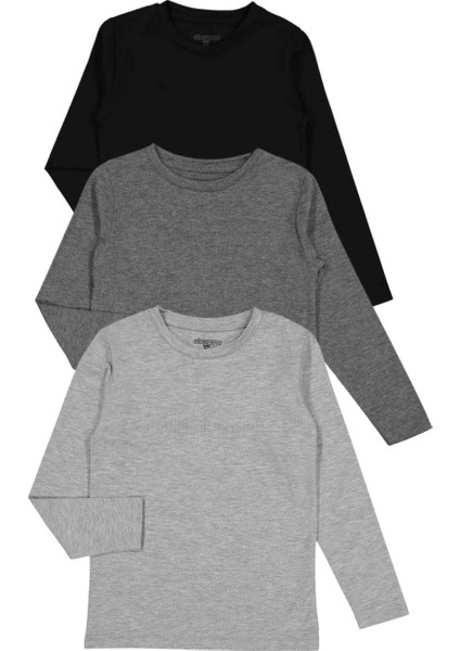 Kız ve Erkek Pamuklu 3'lü Set Düz Unisex Tişört - Çocuk Giyim