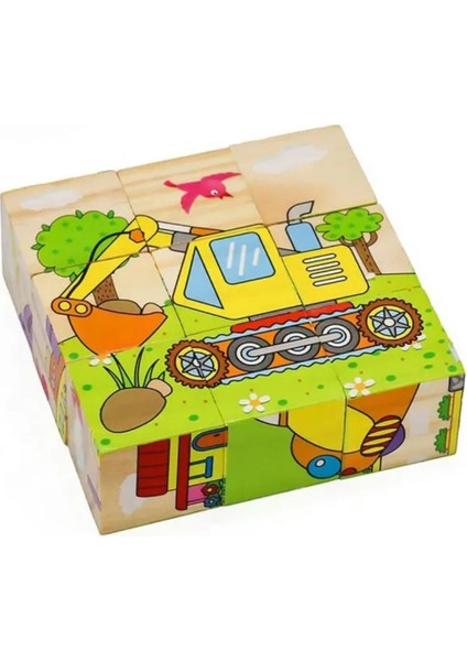 6 Farklı Araçlar Temalı 9'lu Küp Eğitici Yapboz fiyatları