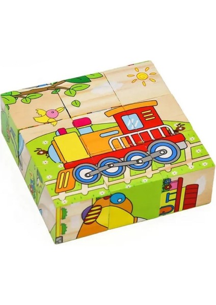 6 Farklı Araçlar Temalı 9'lu Küp Eğitici Yapboz modelleri