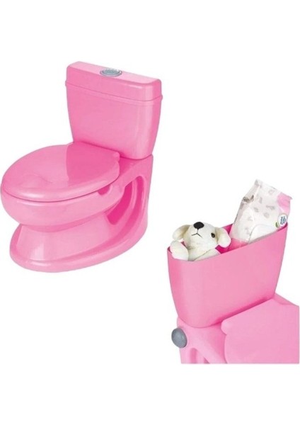 Egitici Çocuk Lazımlık Portatif Tuvalet Egitimi Çocuklar Için Egitici Peçetelikli Su Sesli Pembe