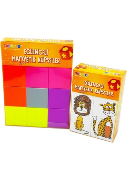 Manyetik Küp Seti ( Floresan Renkler Sevimli Hayvanlar Puzzle ) Eğitici Puzzle Küpler