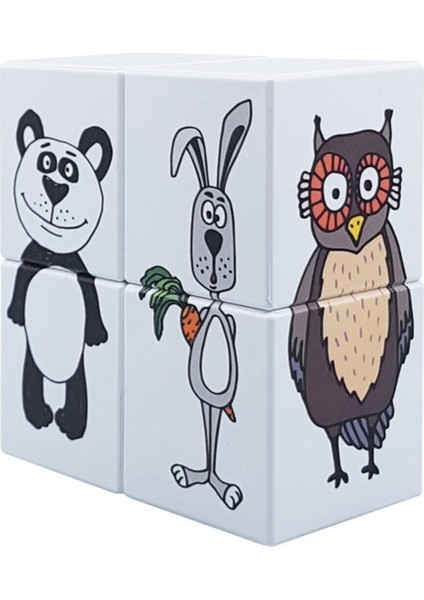 Manyetik Küp Seti ( Floresan Renkler Sevimli Hayvanlar Puzzle ) Eğitici Puzzle Küpler modelleri