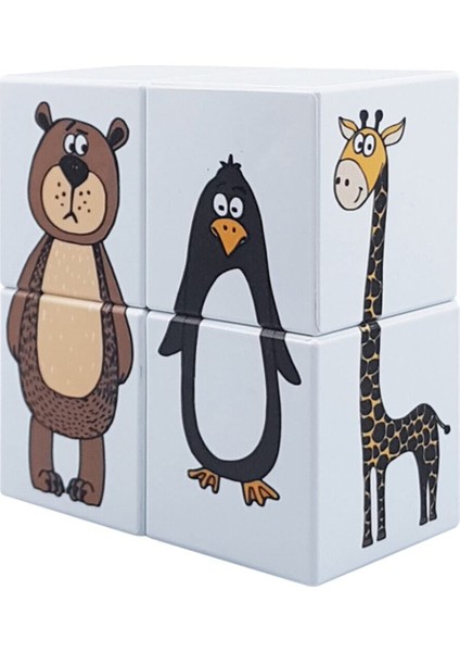 Manyetik Küp Seti ( Floresan Renkler Sevimli Hayvanlar Puzzle ) Eğitici Puzzle Küpler fırsatları