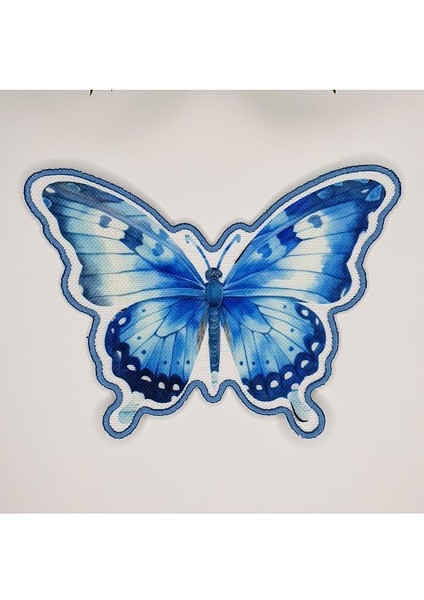 Mavi Kelebek Şeklinde Nakış Kenar Kumaş Kokteyl Peçetesi 1 Adet