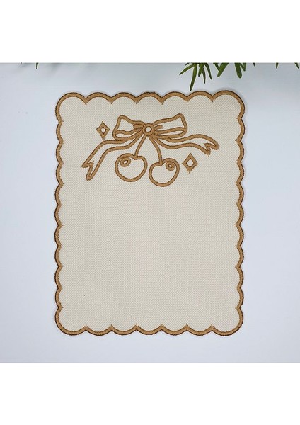 Vişne Tasarım Bej Rengi Altın Nakışlı Kumaş Kokteyl Peçetesi 1 Adet fiyatları