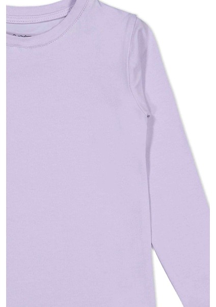 Unisex Uzun Kollu 3'lü Set Düz Renkli Tişört - Kız Erkek Çocuk