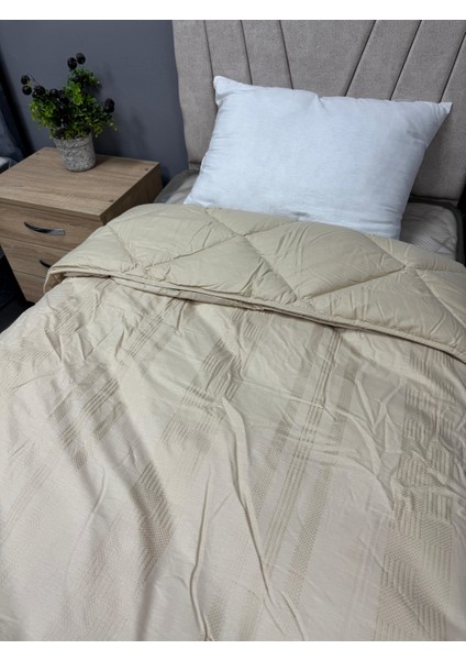 %100 Pamuk Saten Çift Kişilik Yorgan Çift Taraflı Unita V1 Çizgili Düz Desenli Kapitoneli Sütlü Kahve fiyatları